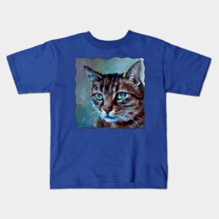 Cute Impressionism Tabby Cat Kids T-Shirt